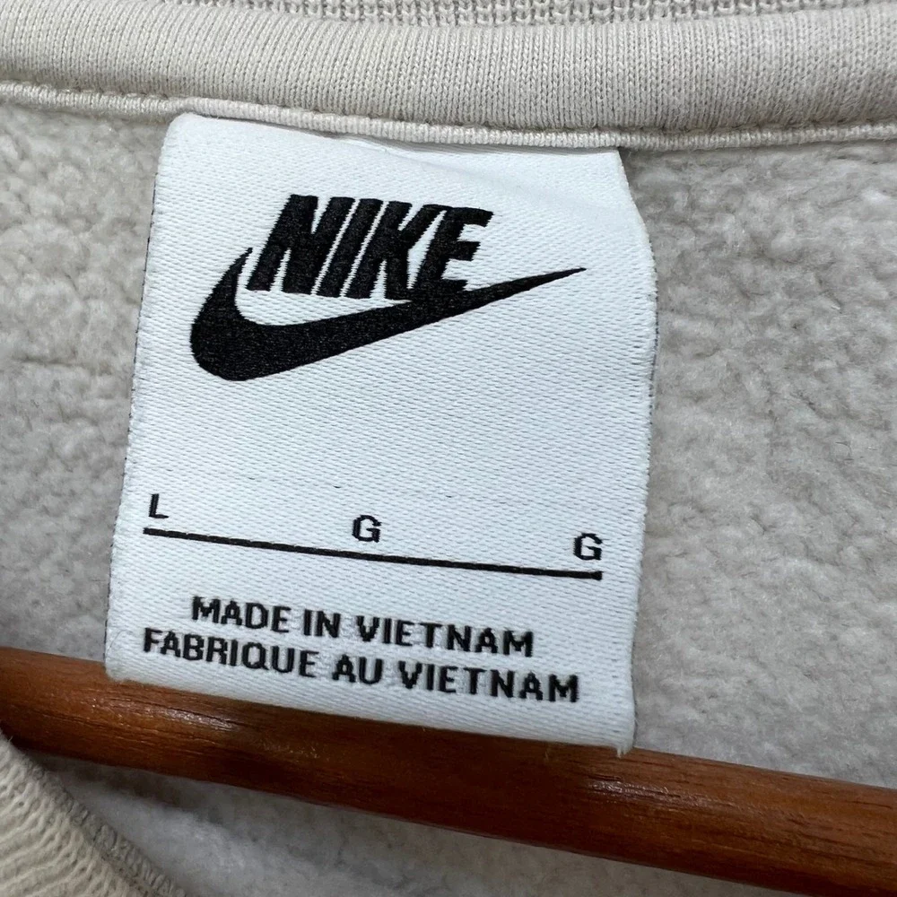 Nike Sportswear Club Fleece Crewneck Sweatshirt Oatmeal Beige Womens Large L